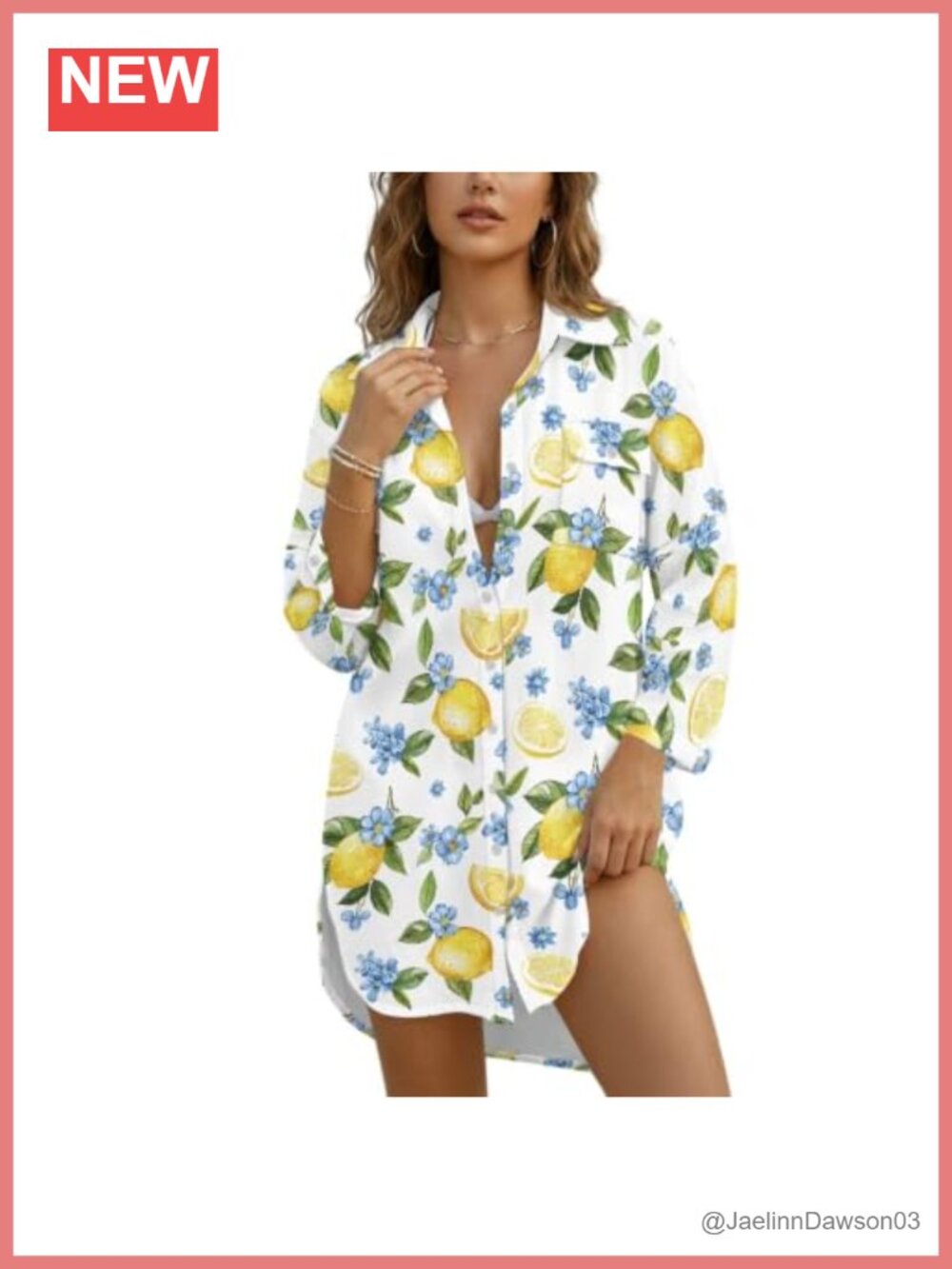 Women's Lightweight Button Down Swim Cover Up Shirt Dress Beach Blouse